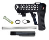 Presma Skeletonized Mil-Spec Stock Assembly - Black [A25K], assembled black skeletonized gun stock with buffer tube and accessories.
