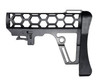 Presma Skeletonized Mil-Spec Stock Assembly - Black, lightweight and tactical black stock with a skeletal hexagonal pattern for enhanced grip and reduced weight.
