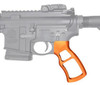 Presma Skeletonized Rear Pistol Grip, Orange, close-up view of the ergonomic, lightweight, skeletonized pistol grip mounted on a firearm.