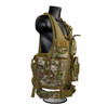 Presma Tactical Multi Function Hunting Vest, Camouflage Tan, displayed on a mannequin, showing its multiple pockets and camouflage design suitable for hunting and outdoor activities.
