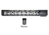 Sniper Grunt MMARA15 AR-15 Super Light M-LOK Series Free Float Handguards with Partial Top Rail, 15" - a lightweight, free float handguard with cutouts and a partial top rail shown with mounting tools.