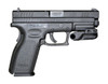 Sniper Grunt LSG02 Compact Green Laser Sight for Picatinny Rails, with Smart Sensor Momentary Switch, mounted on a black handgun for tactical use.
