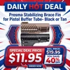 Presma AAST18 Stabilizing Brace Fin for Pistol Buffer Tube in Black and Tan colors, product image.