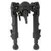 Accu-Tac PCB-0400 Tactical Bipod | Adjustable 6061 T6 Aluminum Leg Positions for Precision Shooting, black bipod with adjustable legs and mounting mechanism.