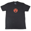 Magpul Industries MAG1115-001-L Men's Athletic Fit Cotton-Poly Blend T-Shirt - Durable & Stylish Crew Neck Tee, black t-shirt with red circular logo on front.