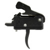 Rise Armament T017-BLK Precision Curved Trigger Shoe – 3.5lb Pull Weight, Single Stage Upgrade, image of black trigger with curved design, metal components, and branding.
