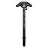 Rise Armament RA-230-BLK Ambidextrous AR-10 Charging Handle, durable black anodized aluminum with engraved branding, designed for easy ambidextrous operation.