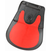 Fobus FOBUS E2 PDL ROTO for Glock 17, 19, 23, holster with red and black design, rotate attachment mechanism for firearm retention and quick draw.