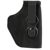 Galco Gunleather GALCO TUCK-N-GO SIG 365X MACRO RH BK, concealed carry leather holster with belt clip mounted on black leather holster with stitching details.