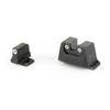 Trijicon Suppressor Night Sight Green Set for Smith & Wesson Core with W/W, close-up of black firearm sights with white dots for target accuracy