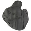 Product 1791 Gunleather 1791 RVH REVOLVER STLTH BLK RH SZ4.3, black leather revolver holster with detailed stitching and reinforced design.