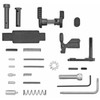Armaspec ARM252-BLK SPR LIGHT LPK 223/556 - Durable, Lightweight Lower Parts Kit for Enhanced Firearm Performance, showing various black and metallic firearm components and accessories on a white background.