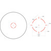 Trijicon TRIJICON MRO HD RED DOT MAGNIFIER COMBO, product image showing a red dot sight reticle with measurement details for aiming precision.