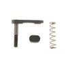 Armaspec ECB KIT BLACK, firearm component kit including a black bolt catch, spring, pin, and a small black component.