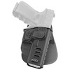 Fobus FOBUS CH PDL HLSTR FOR GLOCK RH, Black holster for right-handed Glock pistol with flashlight attachment.