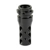 Dead Air Armament Dead Air KeyMo Brake, black firearm muzzle brake with a cylindrical shape and multiple circular vents for recoil reduction.