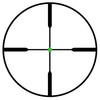 Trijicon AccuPoint 2.5-10x56 Green Dot rifle scope, close-up of the illuminated reticle with green dot in the center, black crosshair with thick outer lines on a white background.
