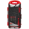 Birchwood Casey B/C Master Screwdriver Set 40 Piece, red and black plastic carrying case with a transparent lid containing various screwdriver bits and tools.