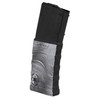 Mission First Tactical EXDPM556D-BSKR Beskar Graphic AR15/M4 Magazine, durable long glass fiber polymer design with oversized bolt catch, featuring Beskar metal pattern in gray, black, and white colors.
