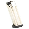 FN America 20-100719 10MM Magazine for FN 510 - Durable 15-Round Capacity with Nickel Coated Design, a metallic magazine with black top and a nickel finish, featuring a black base plate and designed for firearm ammunition storage.