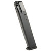 ProMag Industries SPR-A9 25-Round Steel Magazine, durable and USA-made with lifetime guarantee, shown in close-up highlighting its sleek black finish and construction.