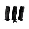 Shield Arms S15-COMBO-G3-3M-1C: 15-Round Flush-Fitting Magazine Set for Glock 43X & 48, including three black magazines and a steel magazine release displayed separately.