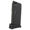 KCI USA Glock 43 Magazine, polymer and hardened steel, 6-round capacity, 9x19mm, black side view.