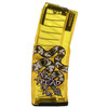 Amend2 556MODCDTOM30 Don't Tread On Me 30-Round AR-15 Magazine, durable yellow polymer magazine with snake graphic and anti-tilt follower for reliable firearm performance.