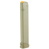 GLOCK 47462 33-Round High-Tech Polymer Magazine, showcasing a durable, reliable firearm magazine with a sleek design and orange follower for enhanced shooting performance.