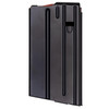 DURAMAG 20-Round Stainless Steel Magazine for SR-25/DPMS AR-10, Anti-Tilt Follower, Black Finish, image of a black metal magazine with a sleek design and subtle ridges.