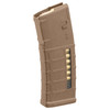 Magpul Industries MAG1490-MCT, tactical rifle magazine with a tan/brown finish and window display for viewing ammunition count.