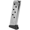 Walther 2246012 magazine, stainless steel handgun magazine with numbered holes for rounds, compact design with black base, suitable for 9mm cartridges.
