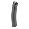 Military Arms Corporation 80065002 Steel Magazine for MAC 5/5K & MP5/MP5K, 30 Rounds with Silver Follower, shown in black with a curved design suitable for tactical use.