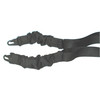 BLACKHAWK 71CQS1BKA Tactical Sling, adjustable hybrid single-point and two-point tactical sling with heavy-duty elastic for quick adjustments, featuring metal hooks and padded straps for operator use.