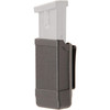 BLACKHAWK 410600PBK Tactical Single Mag Case - Secure Retention for 9mm/.40 Magazines, Matte Black Finish, showing a black polymer magazine pouch with secure retention clip and matte black finish.