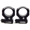 Burris Optics Xtreme Tactical Rings 420164, lightweight and durable scope mounts designed for tactical shooting and hunting, shown in a close-up image of the black metal rings with mounting screws.