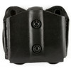 DeSantis Gunhide A01BJGGZ0 Ambidextrous Double Magazine Pouch - Adjustable Leather Belt Carrier for Horizontal/Vertical Use, black leather tactical magazine holder with two visible screws on the front.