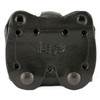 DeSantis Gunhide A01BJGGZ0 Ambidextrous Double Magazine Pouch - Adjustable Leather Belt Carrier for Horizontal/Vertical Use, back view showing mounting holes and textured black leather surface.