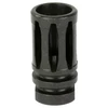 Wilson Combat TR-GIFH A2 Birdcage Flash Hider for AR-Style Firearms - Mil-Spec Performance Upgrade, close-up of a black metal flash hider with multiple cutouts for muzzle flash dispersion.