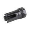 Breek Arms BRK4416 Low-Profile 3-Prong Muzzle Device, a lightweight firearm muzzle attachment made of 4140 steel with a plan B mounting system, designed for flash reduction and optimal efficiency.