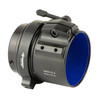 ATN Corp ATN TICO LTV Scope Mounting System - Secure Thermal Clip-On Mount for Enhanced Precision - ACCOSMS44534, close-up view of the black and metallic scope mount with blue interior, showing mounting screws and adjustment features.