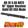 TacFire SPBU-556-16 AR-15 5.56 NATO 16-inch upper receiver build kit with M4 profile, M-LOK handguard, and A2 flash hider, shown in a detailed side view.
