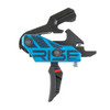 Rise Armament RISE BLITZ DEF G2 BLK/BLK FLAT BLADE, a black and blue firearm trigger with a flat blade design.
