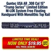 Guntec USA AR .308 Cal 15-inch “Trump Series” Limited Edition M-LOK System Free Floating Handguard With Monolithic Top Rail (Anodized Black), black handguard shown with a full-length top rail, M-LOK slots, and limited-time sale graphic.