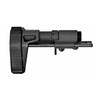 SB Tactical PDW-01-SB, black adjustable pistol stabilizing brace with a woven nylon strap and mounting assembly shown in side profile on a white background.