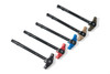 Strike Industries T-Bone Charging Handle for .223/5.56, five color options including black, tan, blue, red, and dark earth, with durable aluminum construction and ergonomic design.