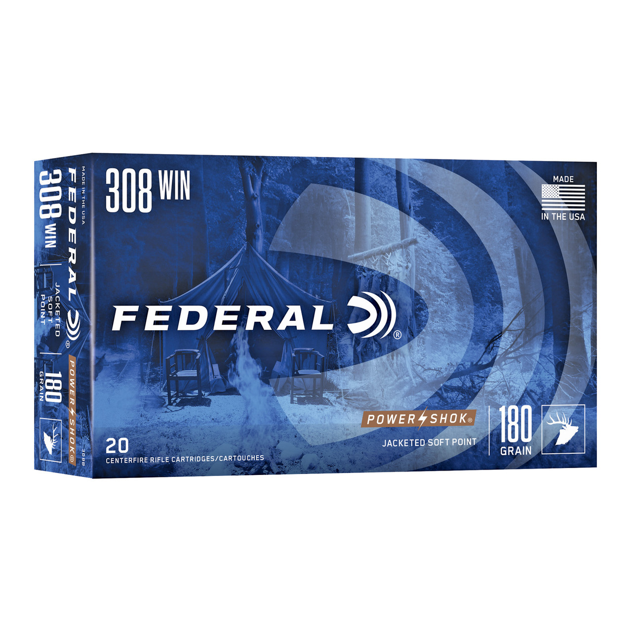 Federal 308B Pwrshk 308wn 180gr Sp 20/200
