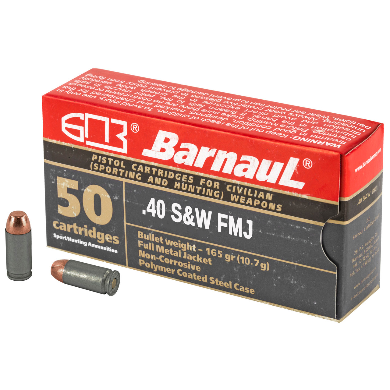 Barnaul Ammunition BRN40SWFMJ165 40sw 165gr Fmj 50/500