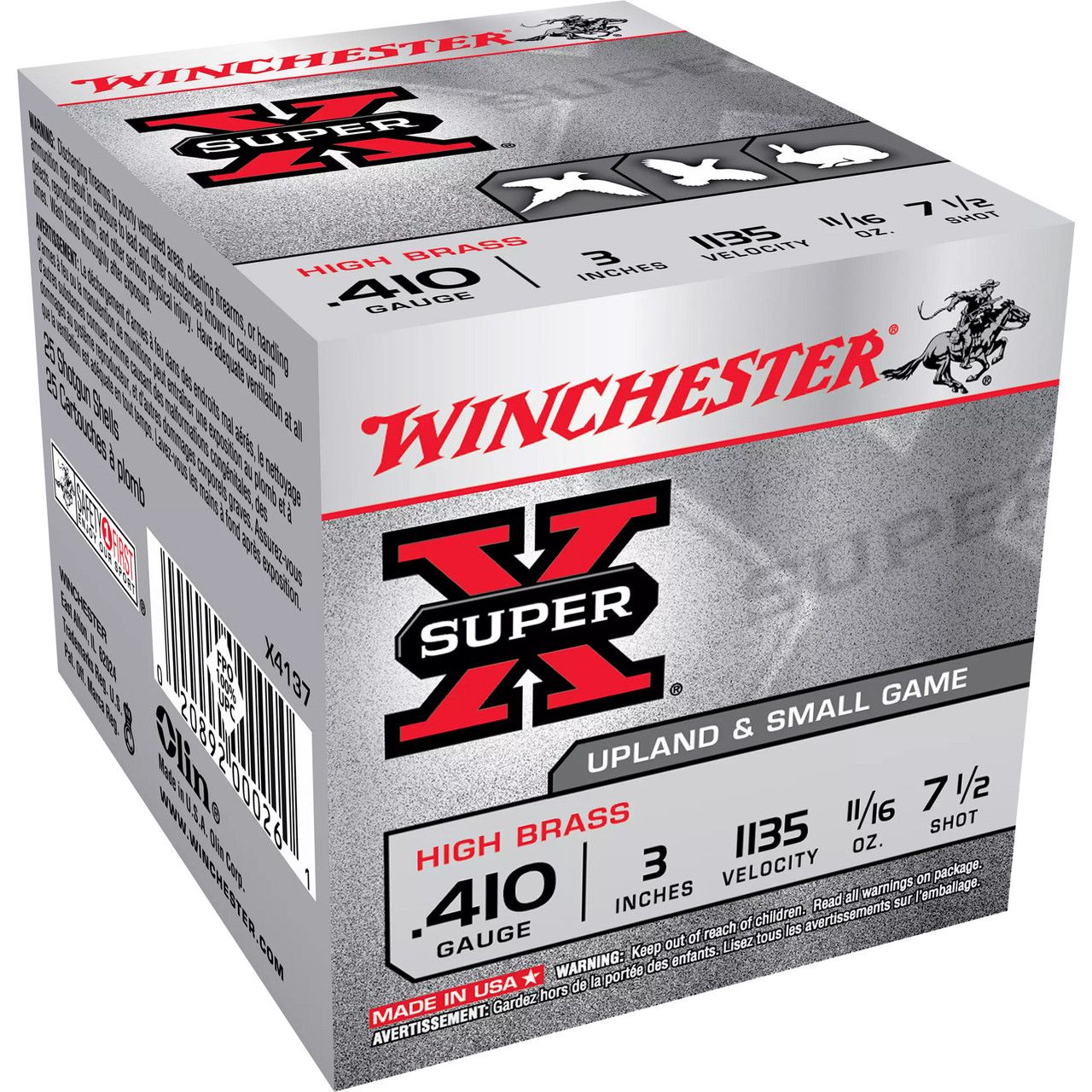 Winchester Ammunition X4137 Sprx Upld 410ga 3" #7.5 25/250