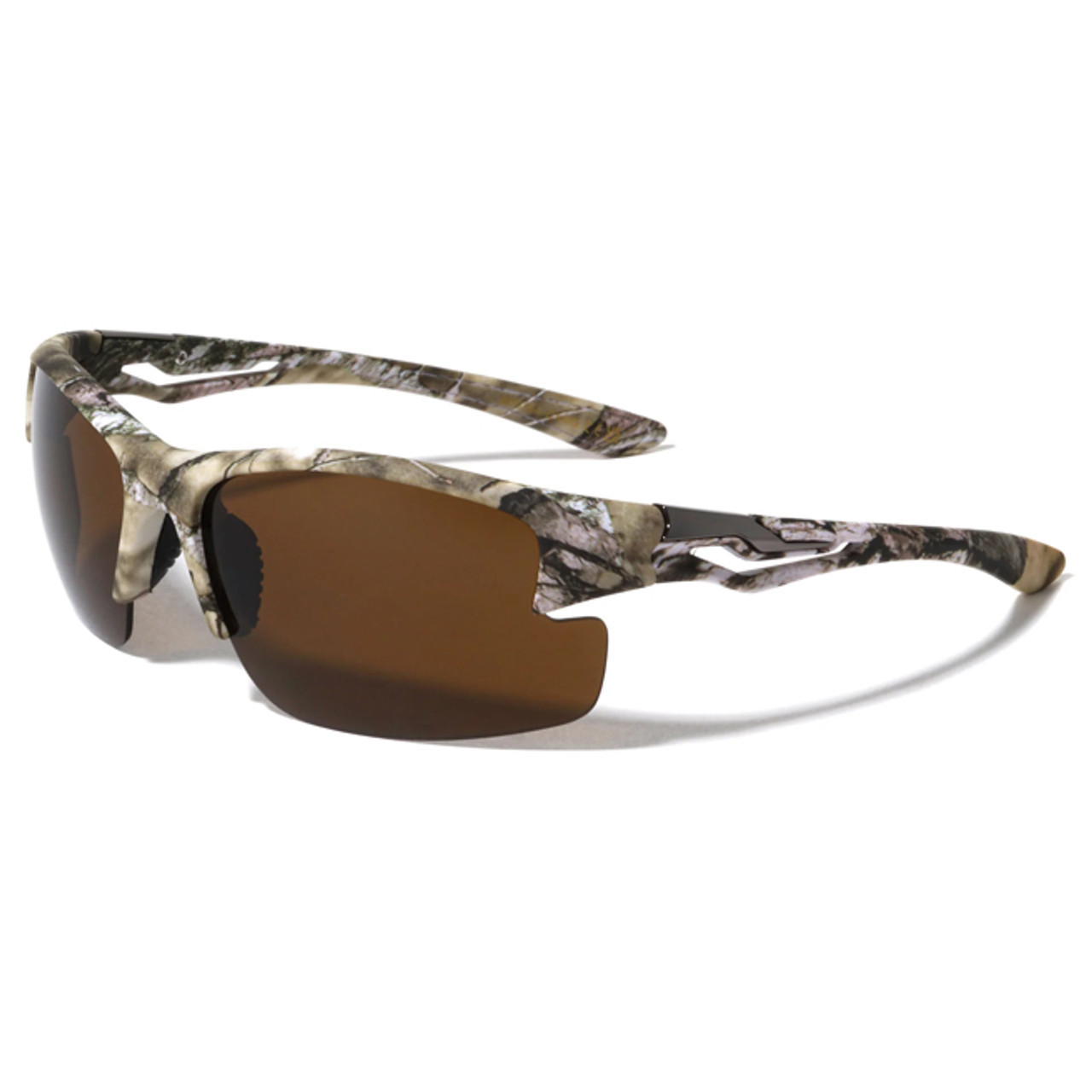Camouflage Semi Rimless Temple Cutout Sport UV400, UVA & UVB Sunglasses